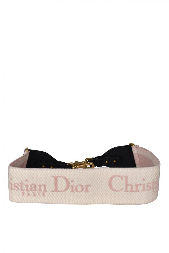 Dior Luxury accessories dior shoulder strap in pink embroidered canvas and leather
