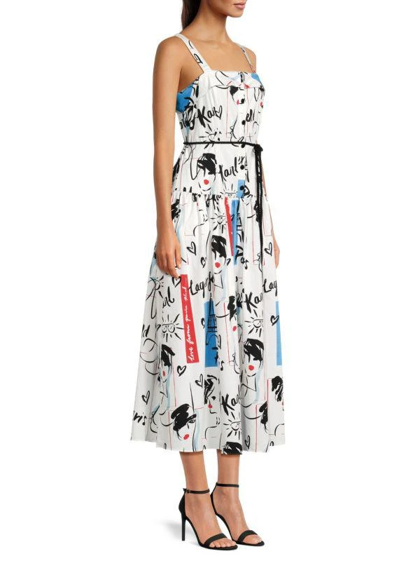 Karl Lagerfeld Paris Graphic Belted Midi Dress 3