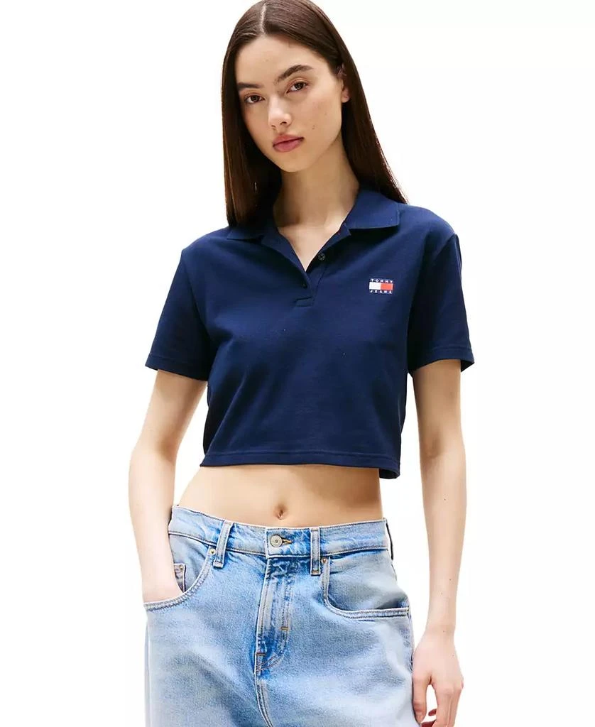 Tommy Jeans Women's Crop Badge Short-Sleeve Polo Top 1