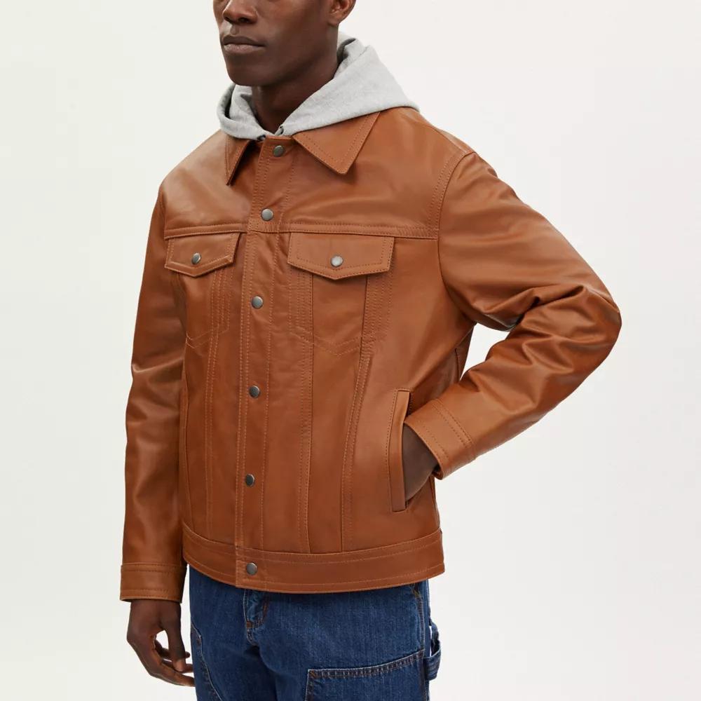 ジャケット・アウター COACH LEATHER Trucker Jacket L CM795 Leather Trucker Jacket – On Sale Now with Up to 80% Off | Discover