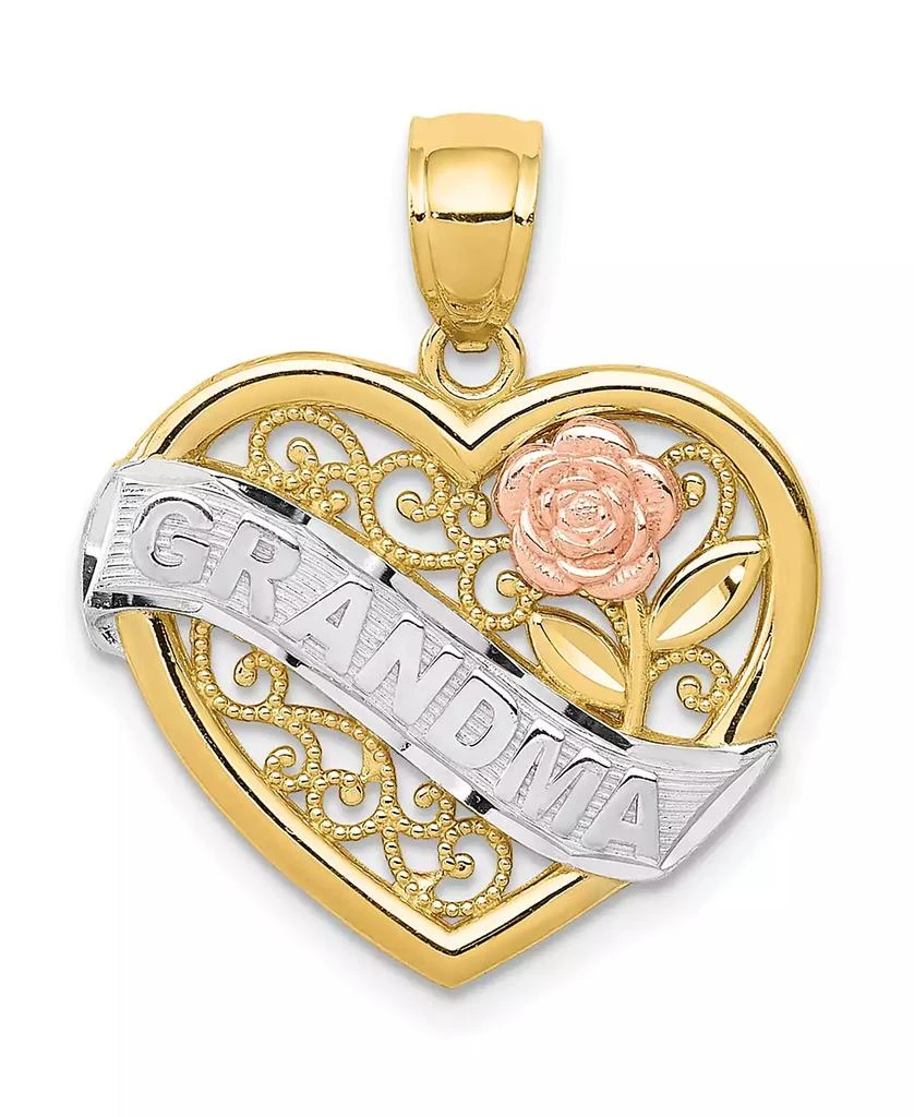 Macy
s Grandma Heart Pendant in 14k Yellow Rose Gold and Rhodium