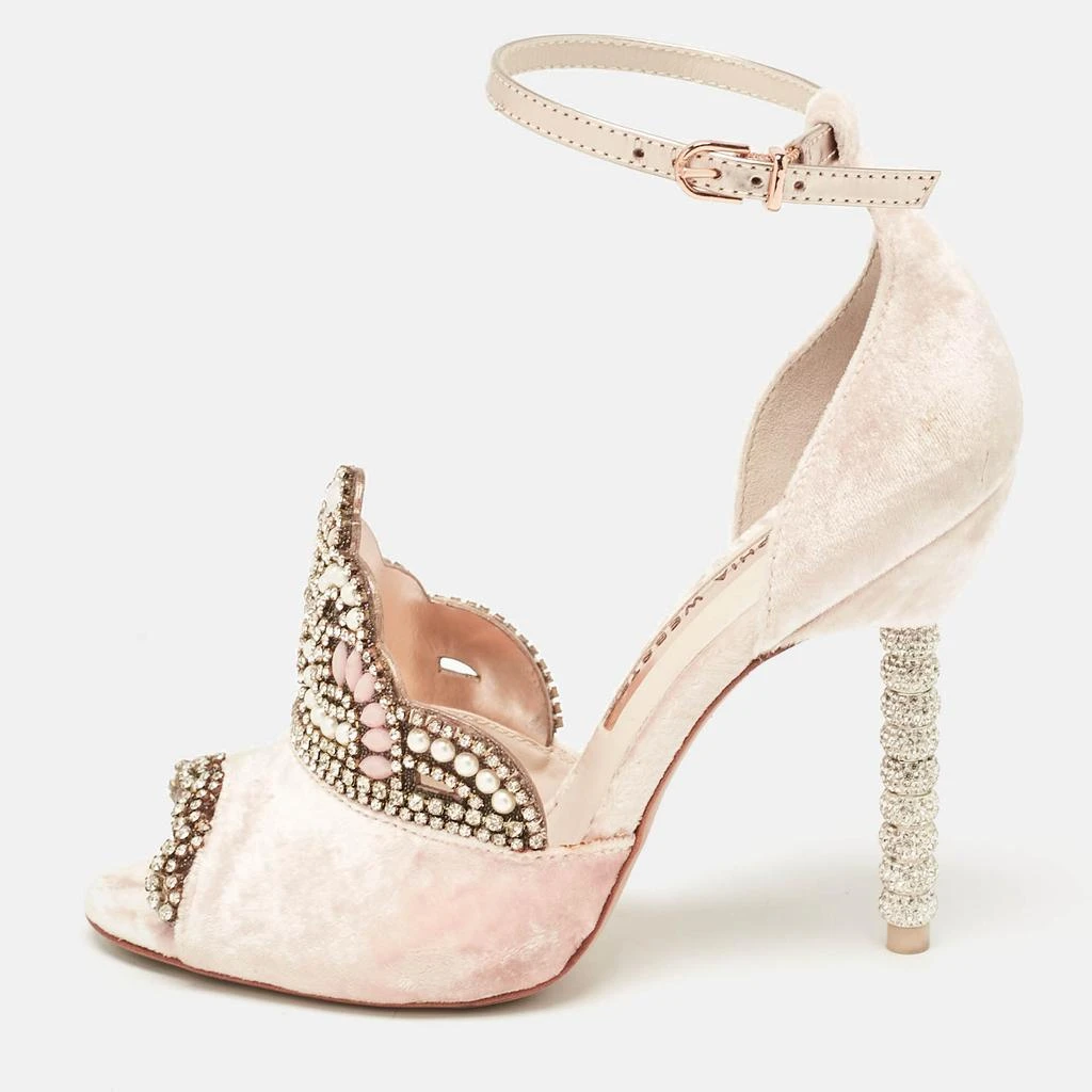Sophia Webster Sophia Webster Pink Leather and Velvet Royalty Ankle Strap Sandals Size 36 1