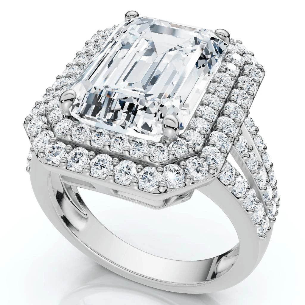 Pompeii3 Certified 6Ct Aria Emerald Diamond Engagement Ring 14k Gold/Platinum Lab Grown 3