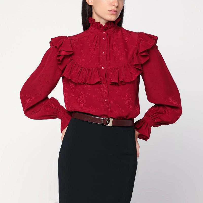 Yves Saint Laurent Red damask silk shirt 1
