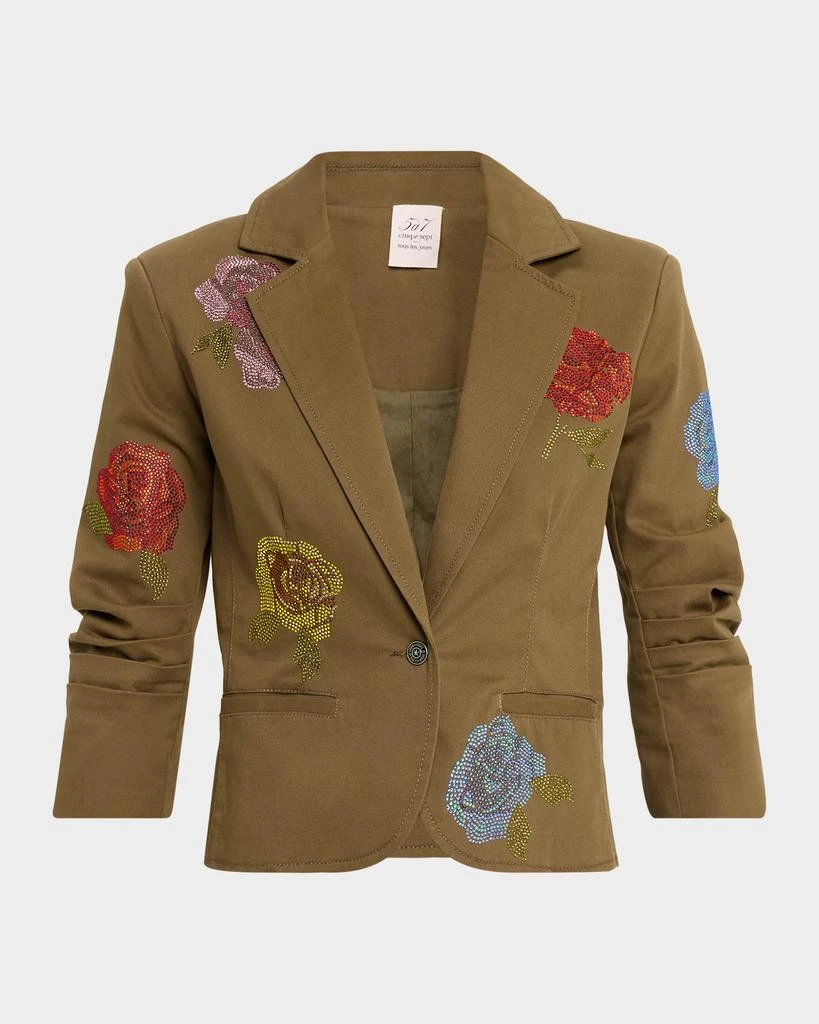 Cinq a Sept Cropped Heatset Roses Blazer