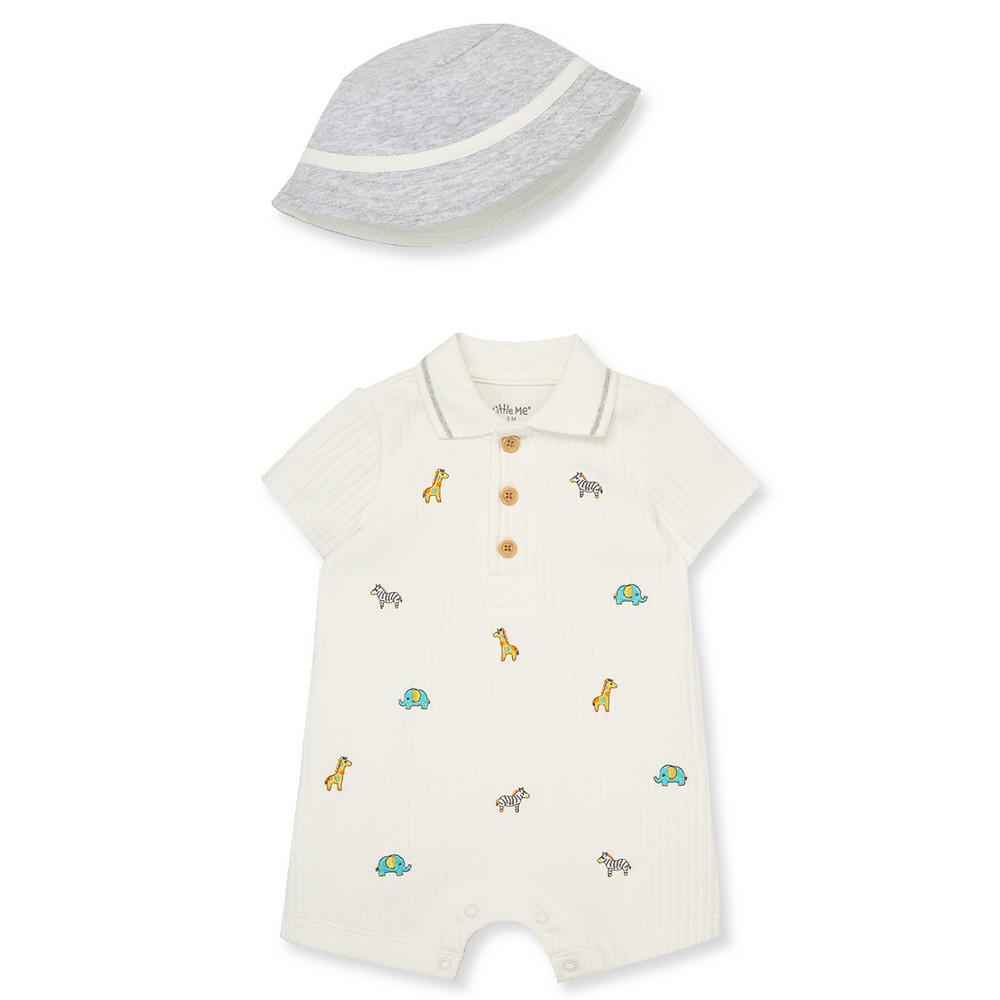 Little Me Baby Boys Safari Romper with Hat