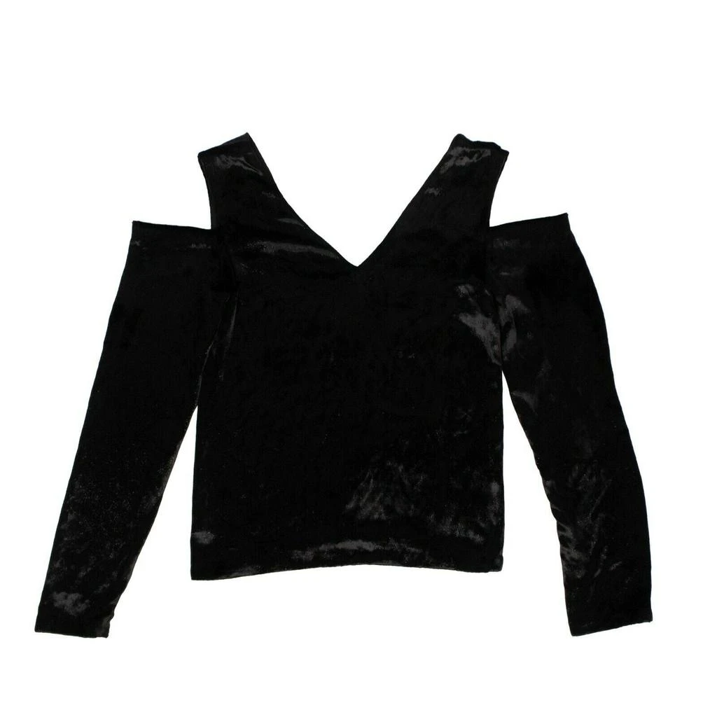 Baja East Sparkly Velvet Cold Shoulder Shirt - Black 2