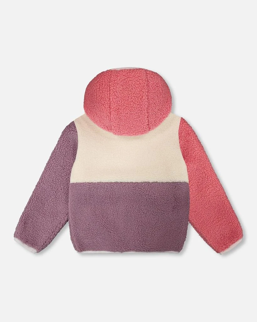 Deux par Deux Long Sleeve Sherpa Jacket Pink Colorblock 3