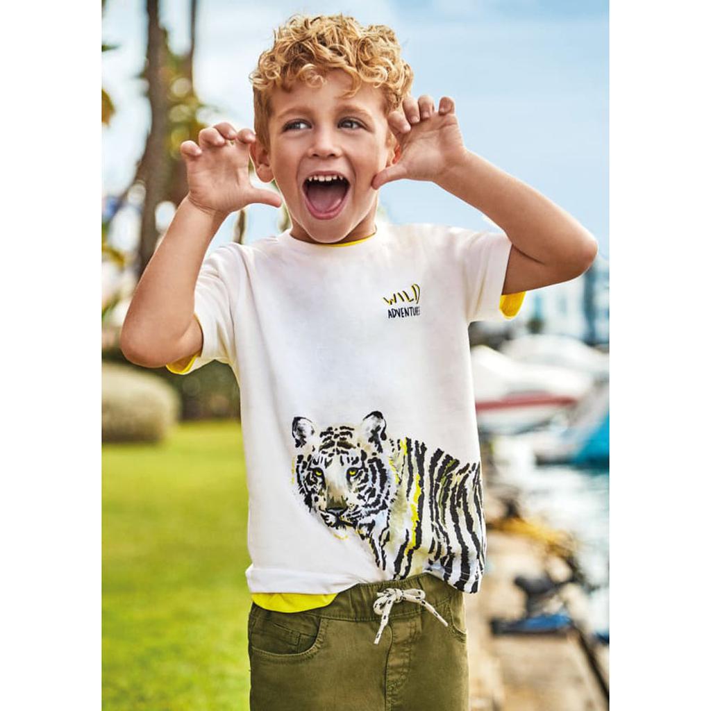 MAYORAL White Wild Tiger Graphic T-Shirt