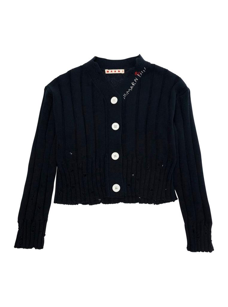 Marni Kids Logo Embroidered Knit Cardigan – On Sale Now with