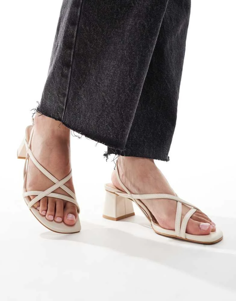 & Other Stories & Other Stories leather heeled strappy sandals in off-white 1