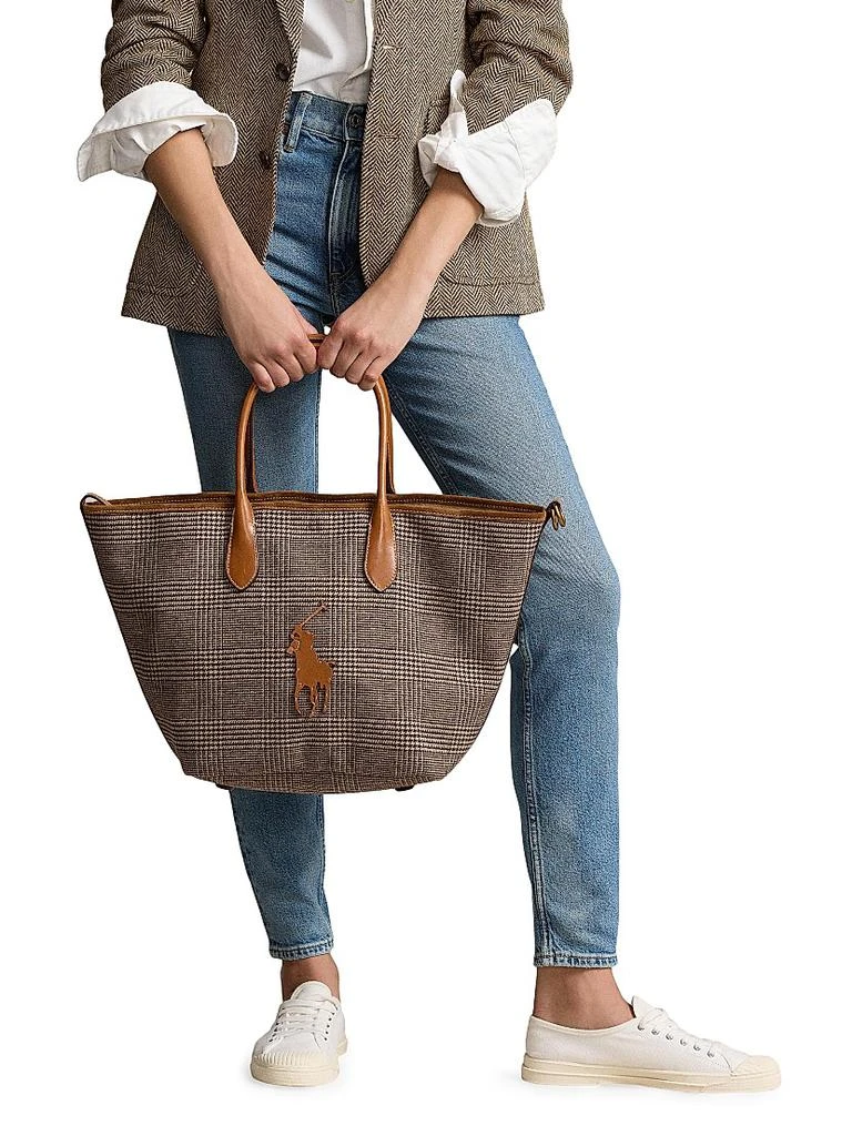Ralph Lauren Wool Glen Plaid Medium Tote Bag 4