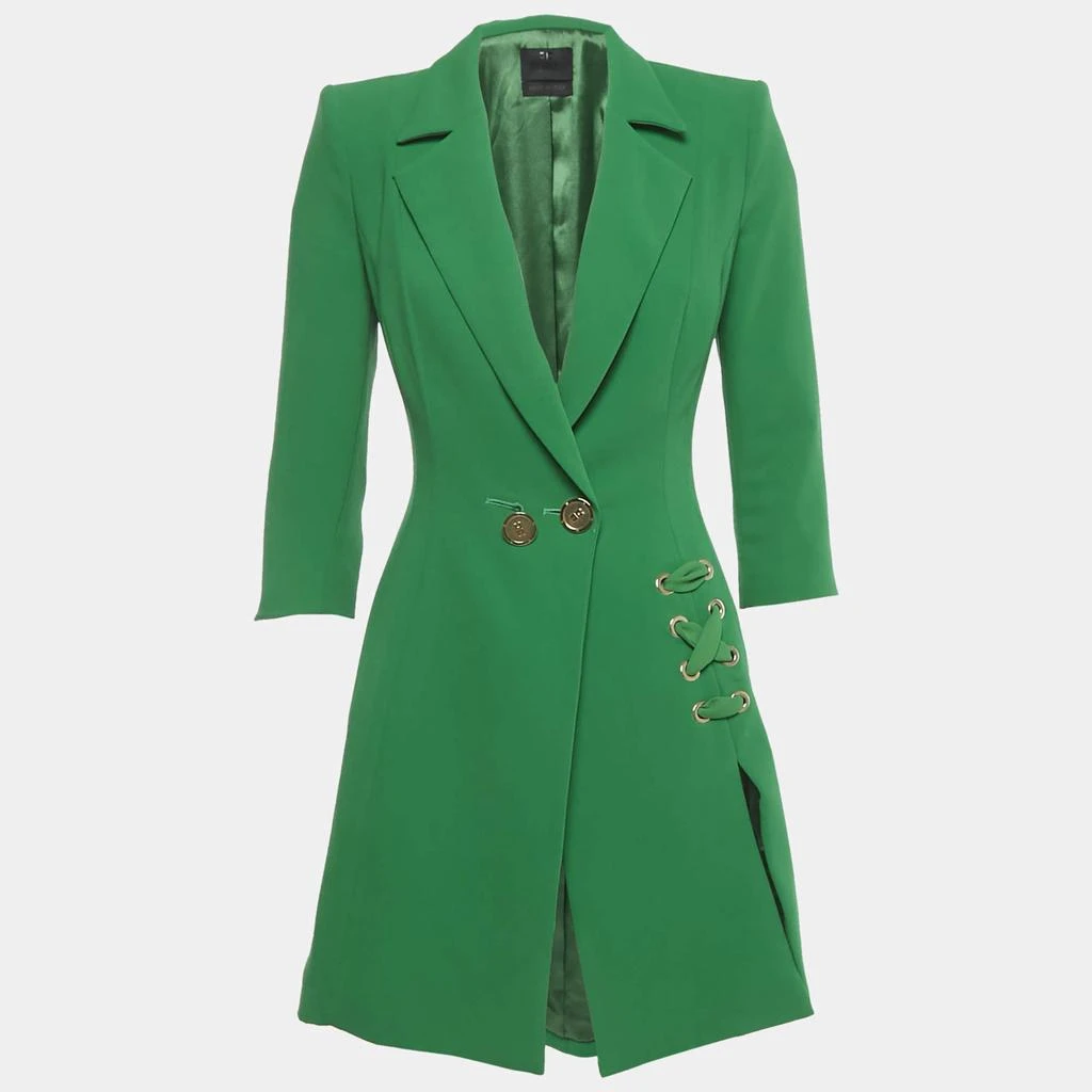 Elisabetta Franchi Green Crepe Lace-Up Detail Mini Coat Dress S  On Sale  Now with Up to 36% Off | Discover Exclusive Deals & Savings at BeyondStyle   Authentic ELISABETTA FRANCHI Women|Women's