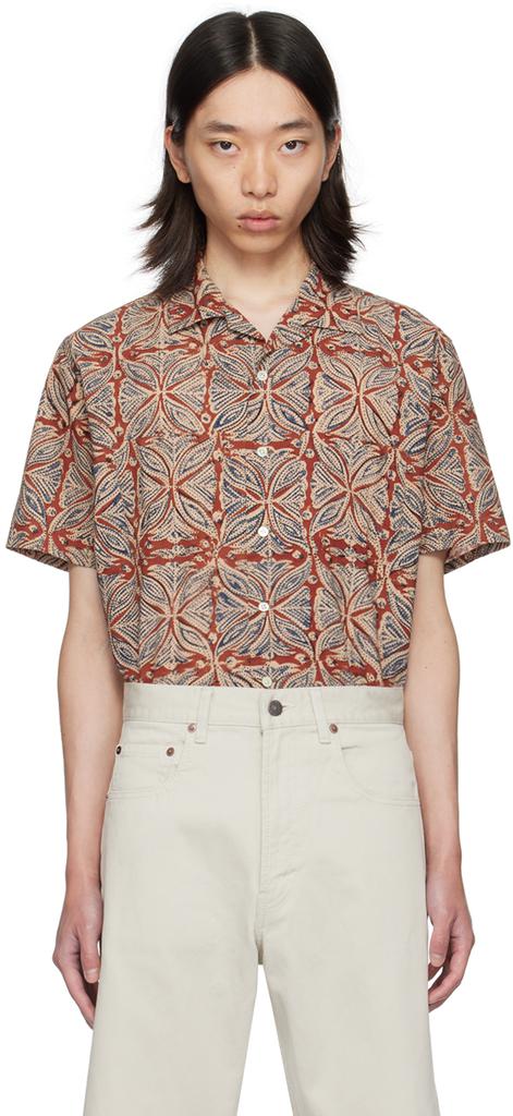 BEAMS PLUS Red Block Print Shirt