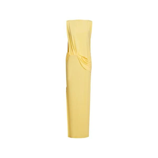 open lace back dress Helena Yellow Square-Neck Sleeveless Peplum Midi Dress – ELAGIA main image 0