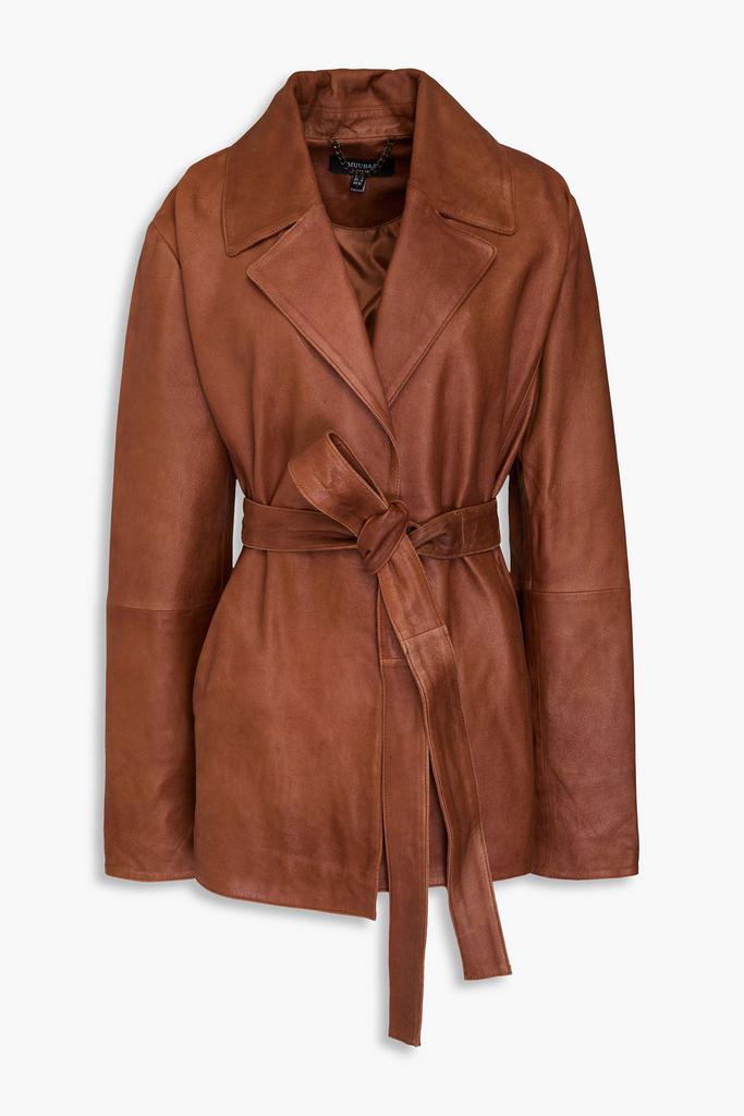 Muubaa Belted brushed-leather jacket