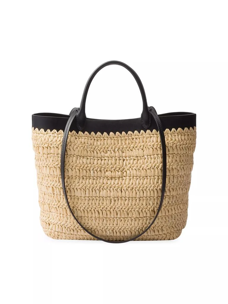 Prada Small Woven Fabric and Leather Tote Bag 3