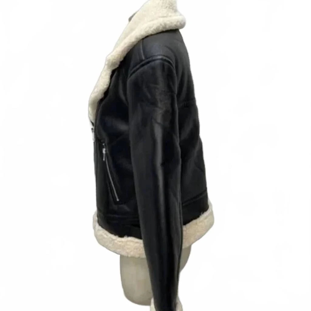 sebby Faux Leather Shearling Moto Jacket In Black 3