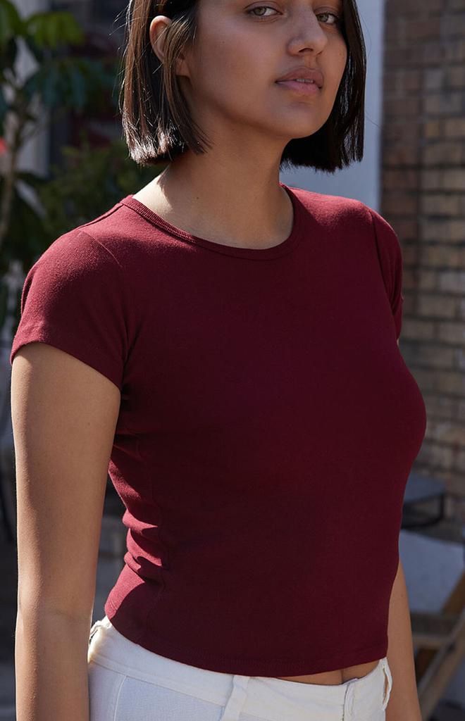 John Galt Burgundy Hailie Basic T-Shirt