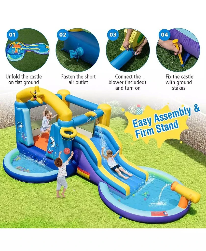 Gymax Kids Inflatable Water Slide Park Bounce Castle w/ 50 Ocean Balls
735W Blower 8