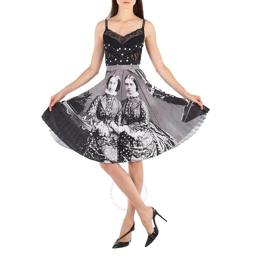 Burberry Polka Dot And Victorian Portrait Print Dress 1
