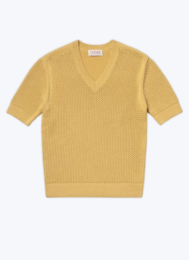 预计3周后发货 Fursac T-Shirt Ajouré En Laine Et Coton - Jaune Paille - Homme 5