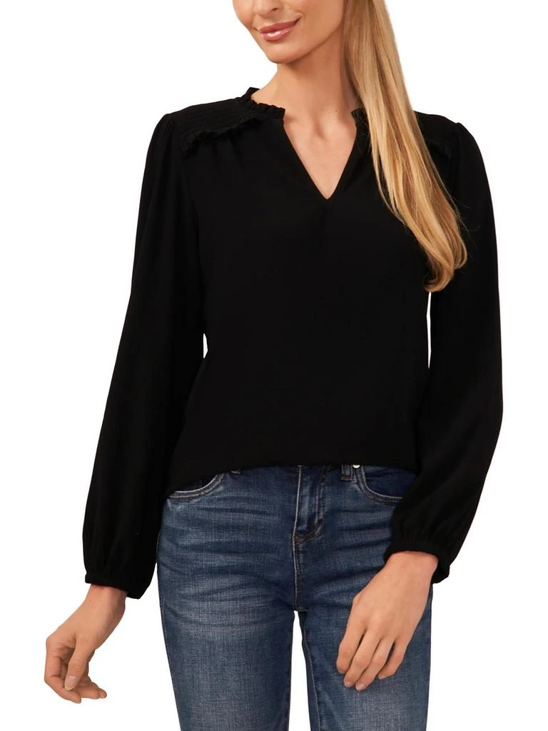 CeCe Womens Smocked Long Sleeves Pullover Top 1