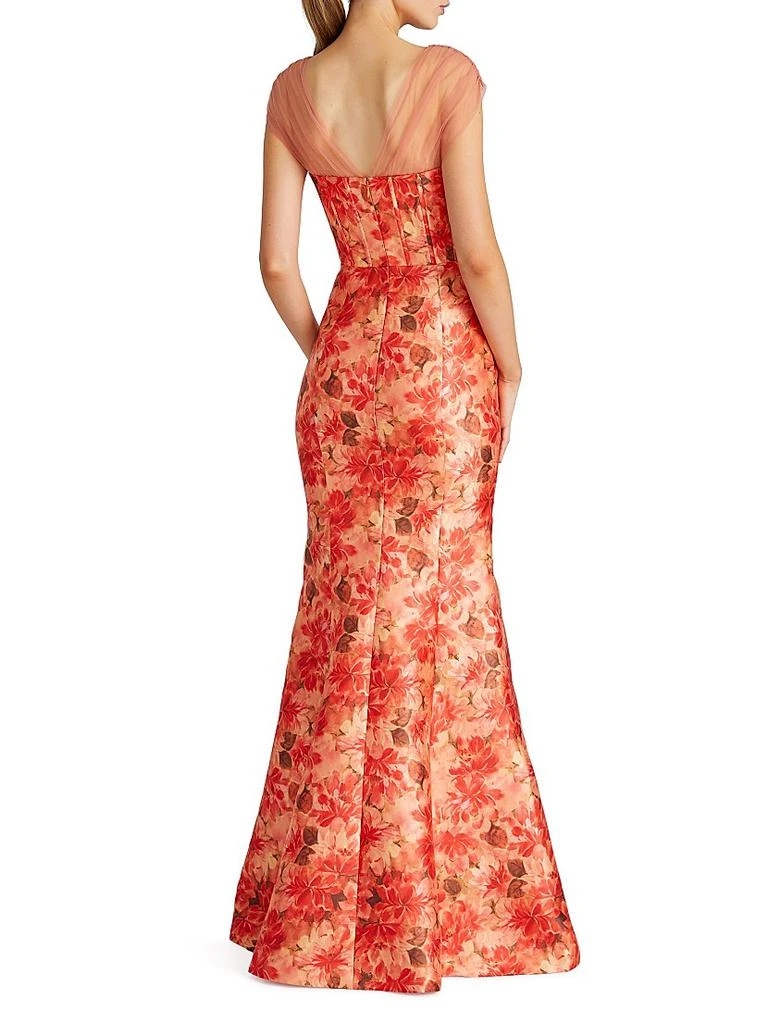 Theia Lowen Floral Mikado Satin Mermaid Gown 5