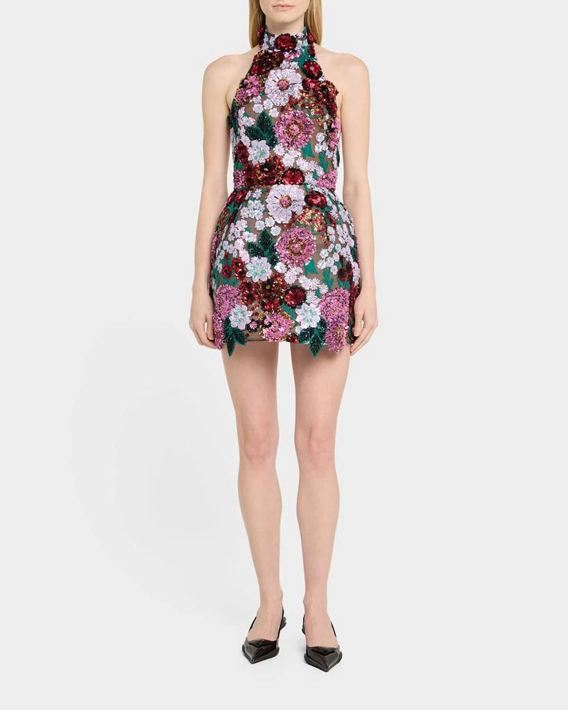 BRONX AND BANCO Deirdre Sequin Embroidered Halter Mini Dress 2
