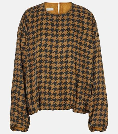 Dries Van Noten Houndstooth satin blouse 1