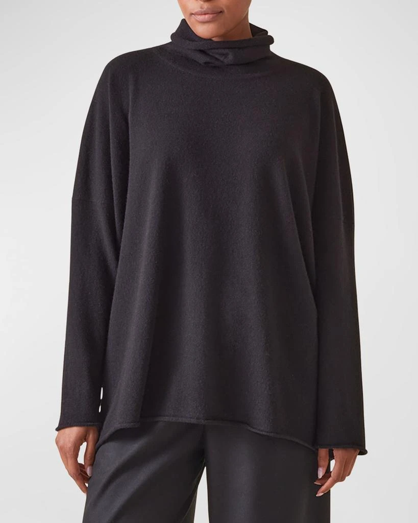Eskandar Raw Edge Scrunch Neck Cashmere Top 4