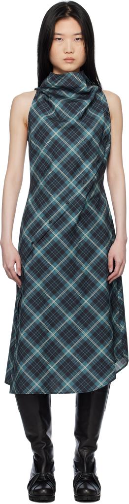 pushBUTTON Blue Halter Sleeveless Midi Dress