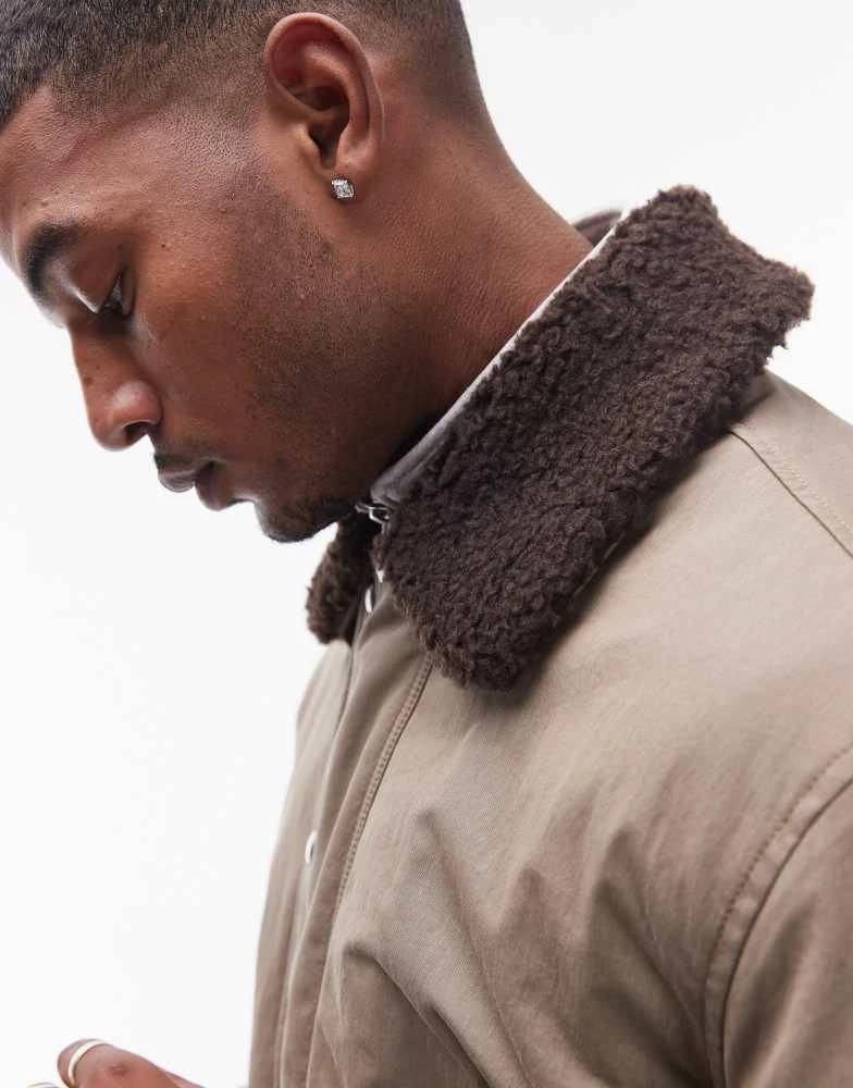 ARKET ARKET padded jacket in beige with faux fur collar 3