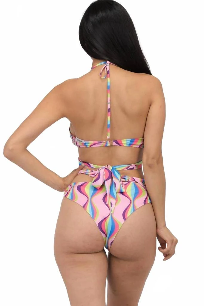 Miss8 Swirl Print Halter Bikini Set In Pink 3