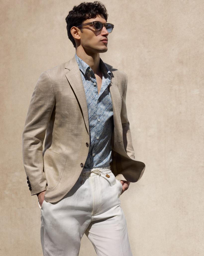 Canali Men's Printed Cotton Short-Sleeve Shirt