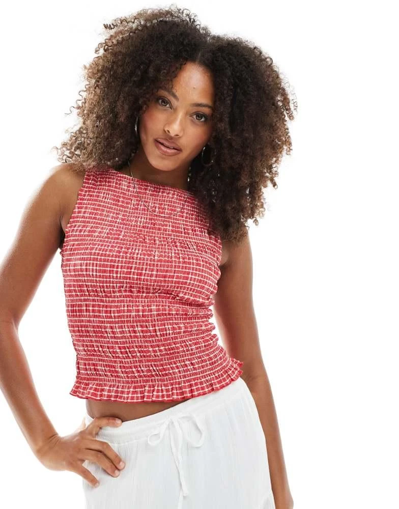 New Look New Look check textured vest in red 1