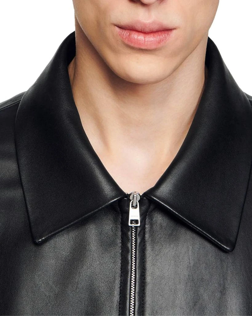 Sandro Cuir Zip Front Leather Jacket 5