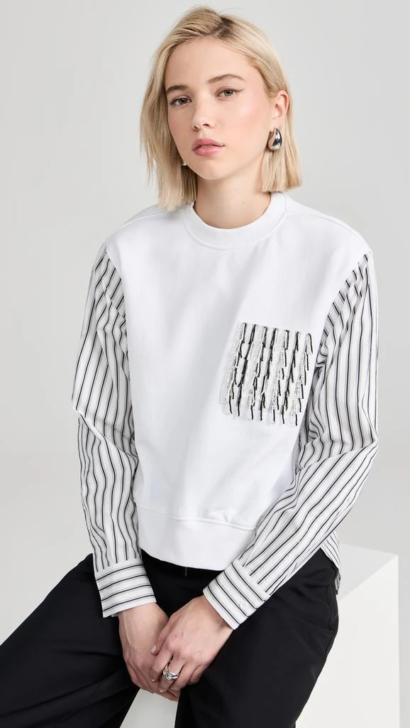 31 Phillip Lim Long Sleeve Striped Fringe Pocket Sweatshirt 1