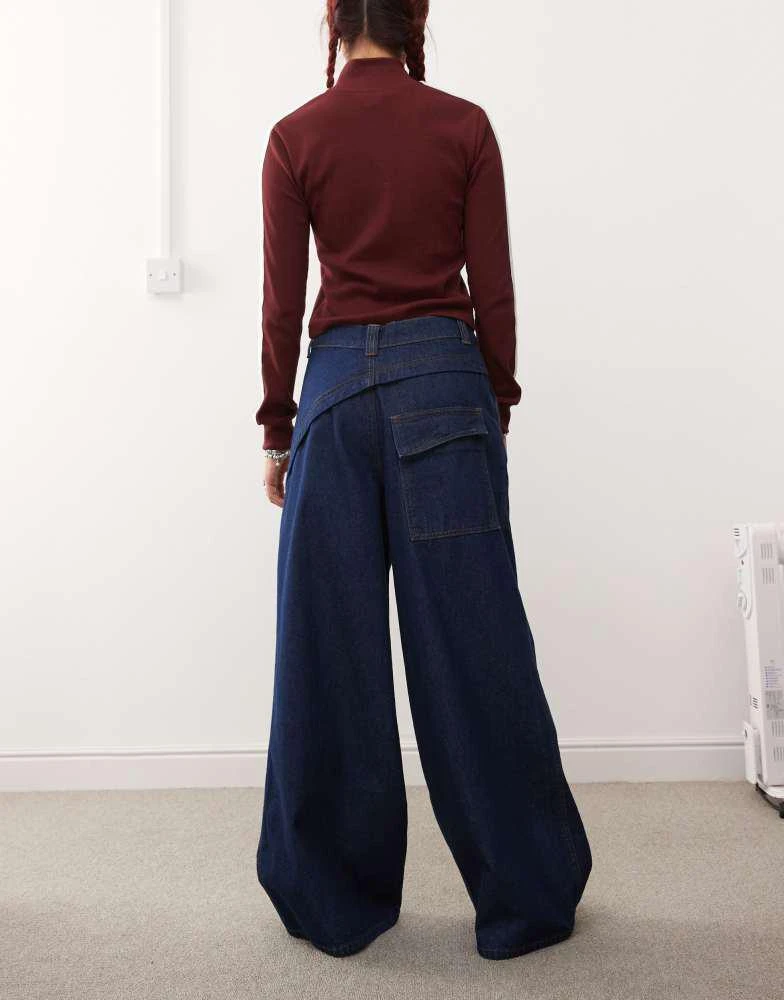 COLLUSION COLLUSION wide leg seam detail jeans in indigo 2