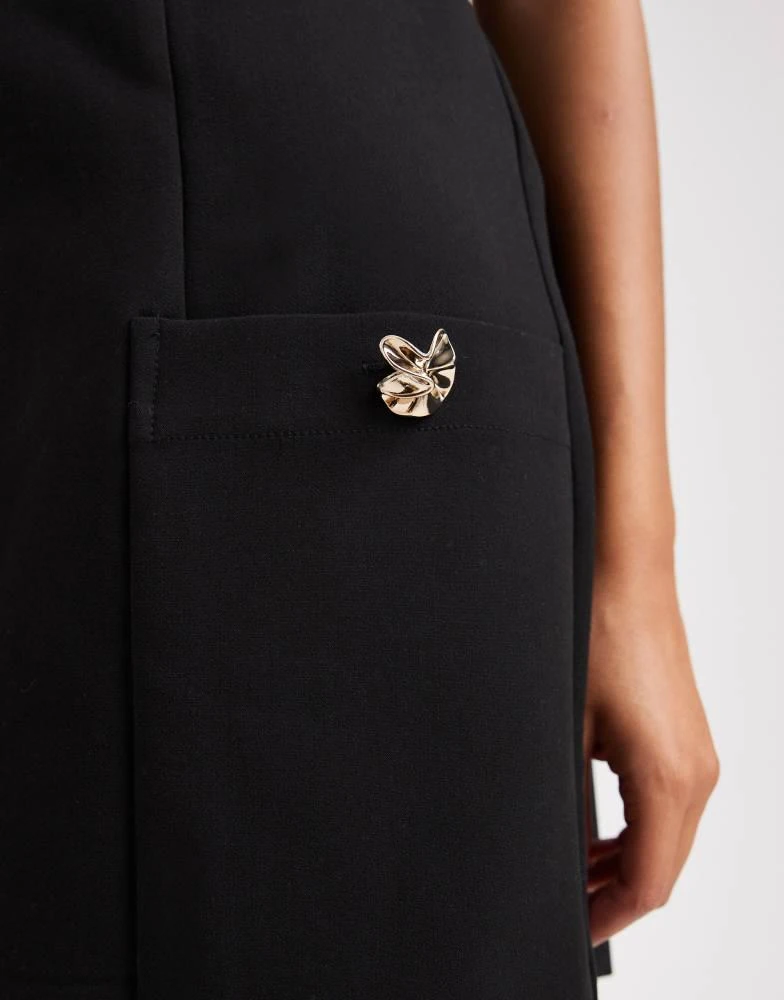 French Connection French Connection tailored playsuit with gold button detail in black 4
