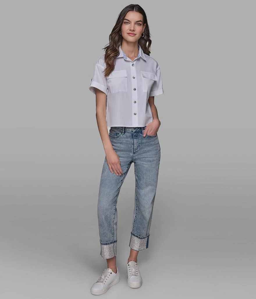 Karl Lagerfeld Paris POPLIN BUTTON FRONT TOP 3