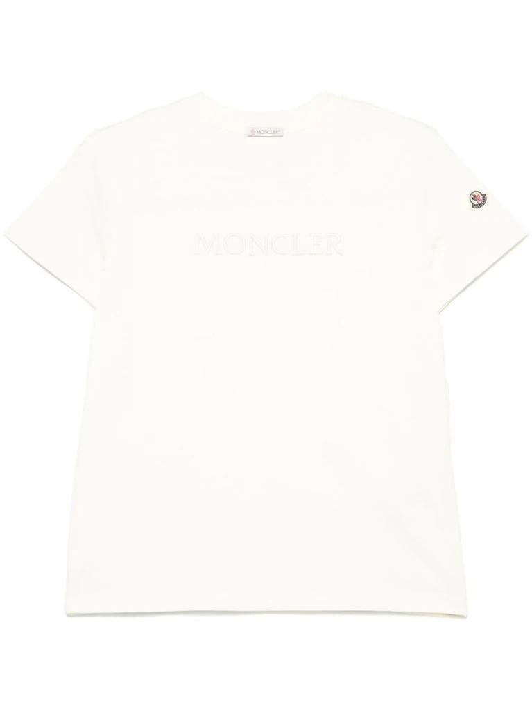 Moncler Moncler Embroidered Tonal Logo Cotton T-Shirt Clothing 1