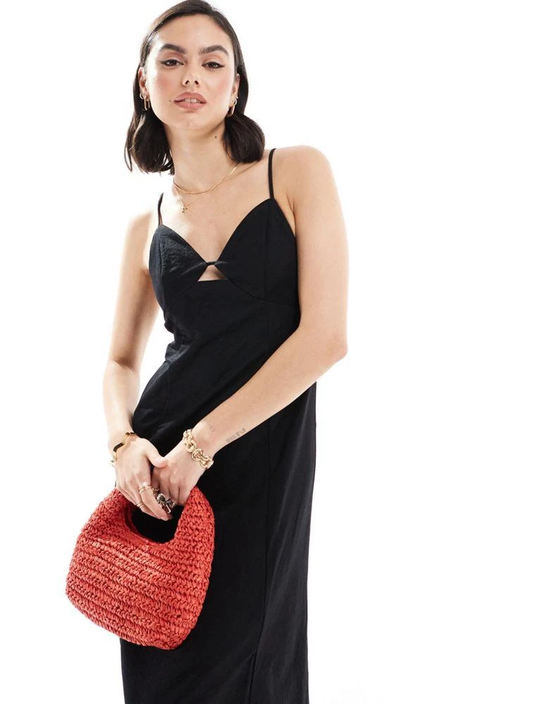 Mango Mango corset top midi dress in black 2