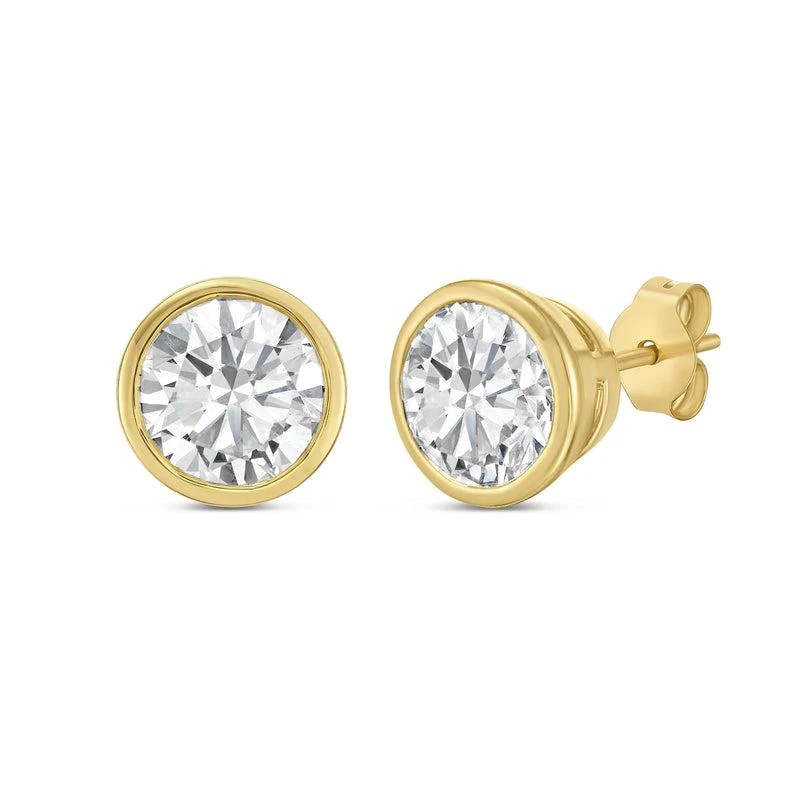 Diana M Jewels 14KT YELLOW GOLD LAB GROWN ROUND STUDS IN A BEZEL SETTING WEIGHING 6.00 CTS TW 2