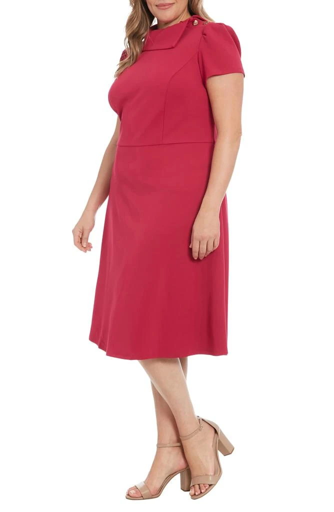 London Times Short Sleeve Scuba Crepe Fit & Flare Dress 5
