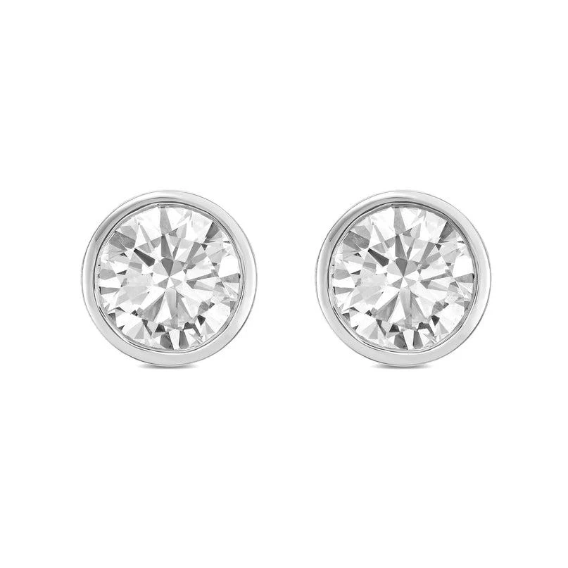 Diana M Jewels 14KT WHITE GOLD LAB GROWN ROUND STUDS IN A BEZEL SETTING WEIGHING 6.00 CTS TW