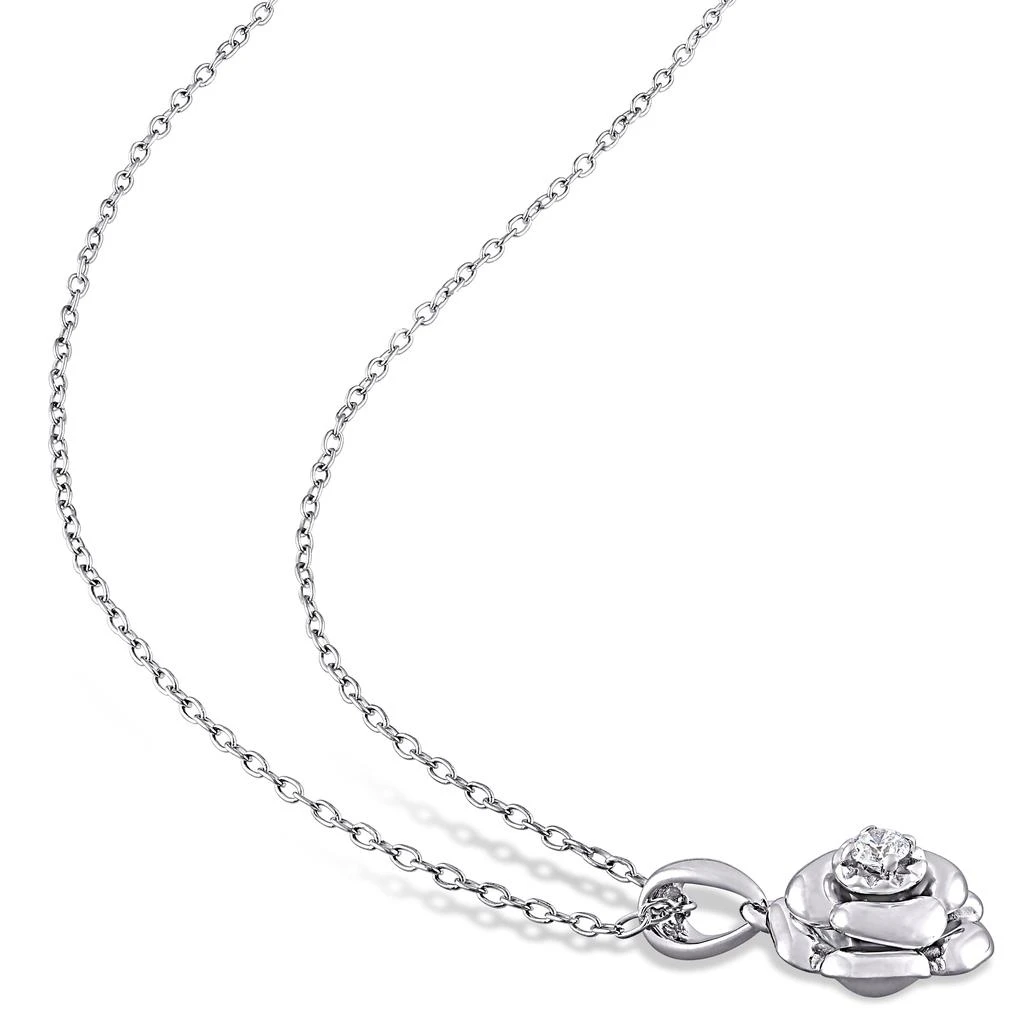 Mimi & Max Diamond Flower Pendant with Chain in Sterling Silver 5