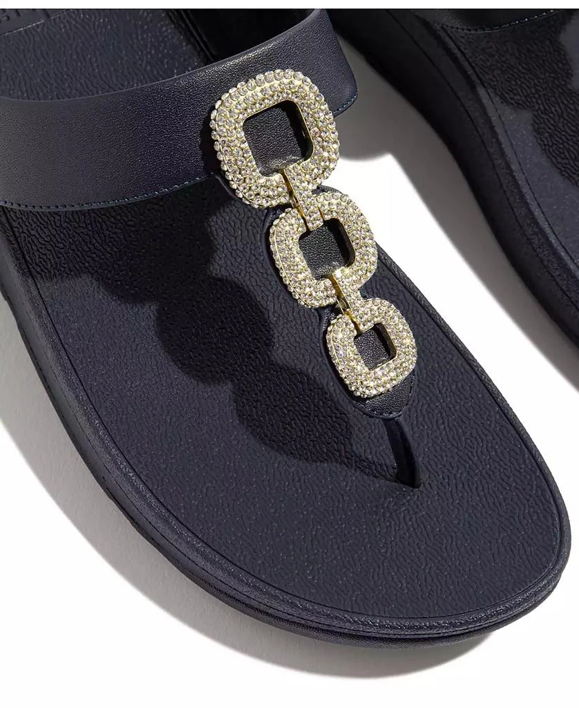FitFlop Women's Fino Crystal Chain Leather Toe-Post Sandals 5