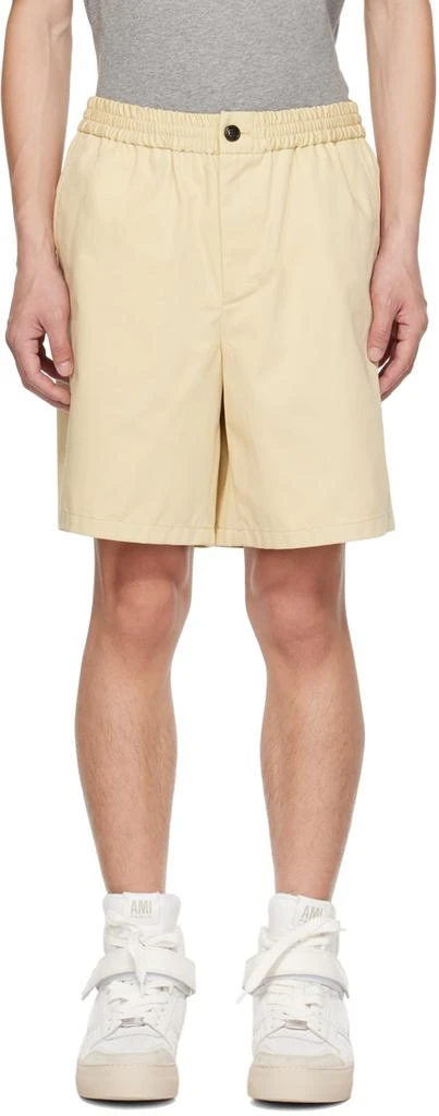 AMI Beige Elasticized Shorts 1