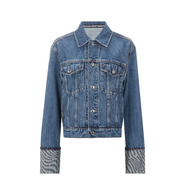 【送料&関税込】Alexander Wang Printed Denim Oversize Jacket Alexander Wang Alexander Wang Allover Logo Printed Denim